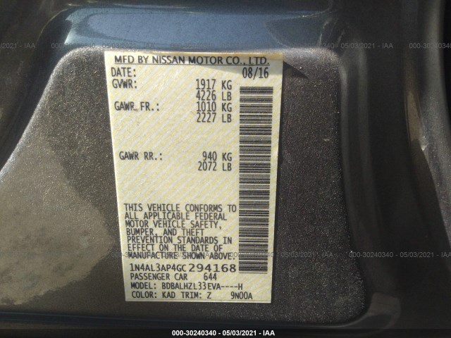 Photo 8 VIN: 1N4AL3AP4GC294168 - NISSAN ALTIMA 