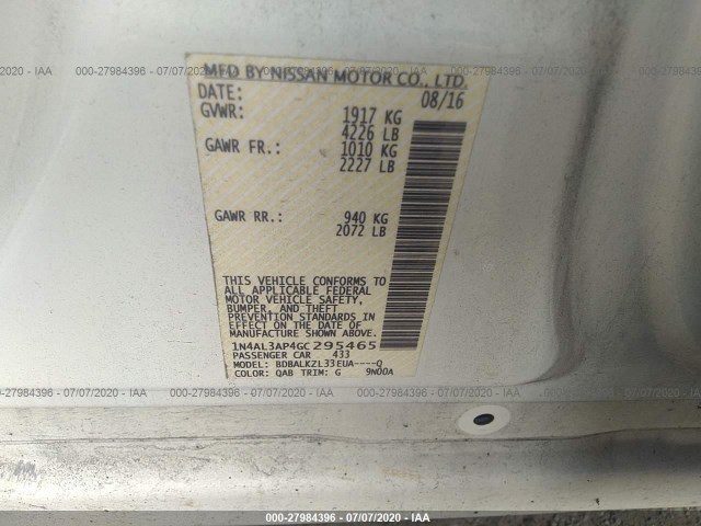 Photo 8 VIN: 1N4AL3AP4GC295465 - NISSAN ALTIMA 