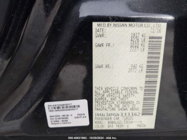 Photo 8 VIN: 1N4AL3AP4GN333362 - NISSAN ALTIMA 