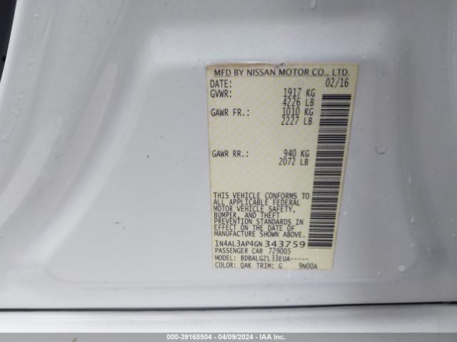 Photo 8 VIN: 1N4AL3AP4GN343759 - NISSAN ALTIMA 