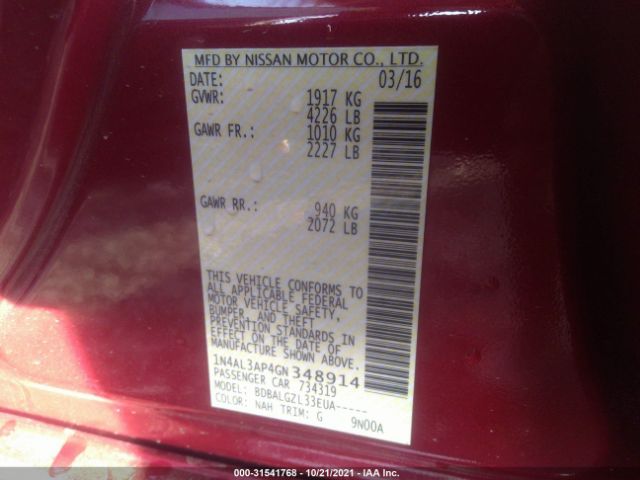 Photo 8 VIN: 1N4AL3AP4GN348914 - NISSAN ALTIMA 