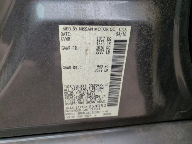 Photo 9 VIN: 1N4AL3AP4GN358052 - NISSAN ALTIMA 2.5 