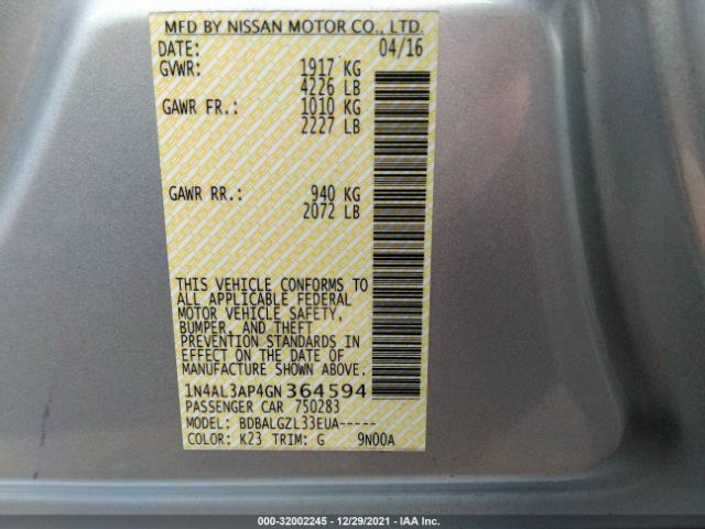 Photo 8 VIN: 1N4AL3AP4GN364594 - NISSAN ALTIMA 