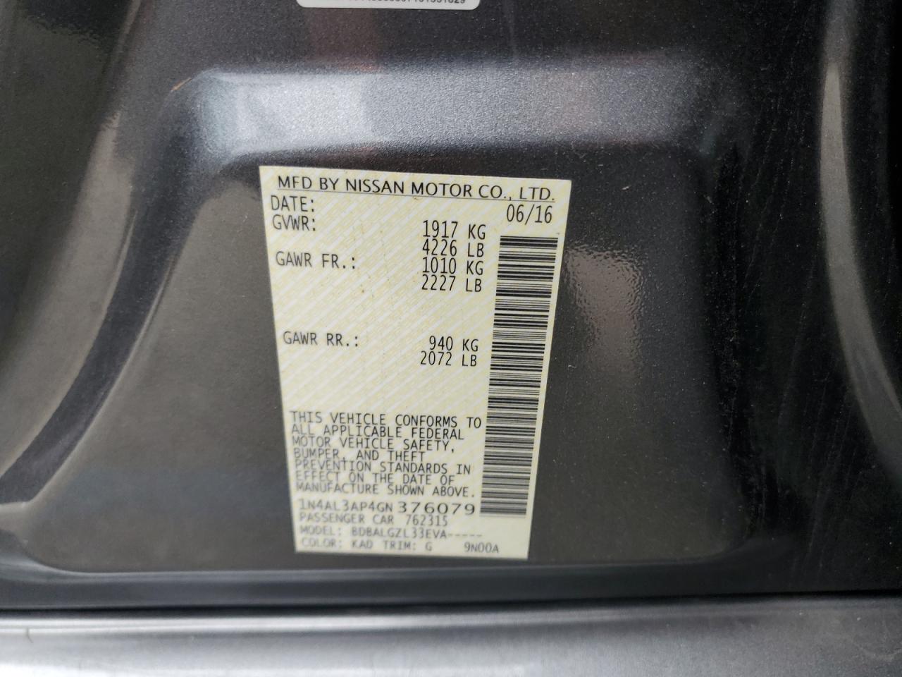 Photo 11 VIN: 1N4AL3AP4GN376079 - NISSAN ALTIMA 