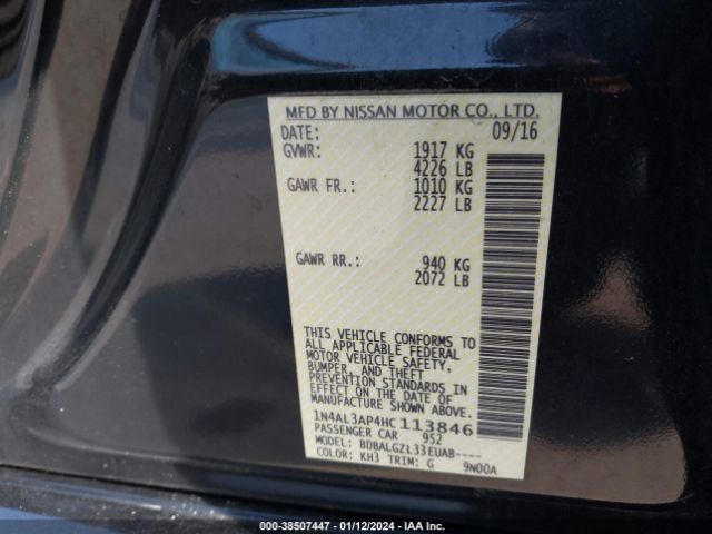 Photo 8 VIN: 1N4AL3AP4HC113846 - NISSAN ALTIMA 