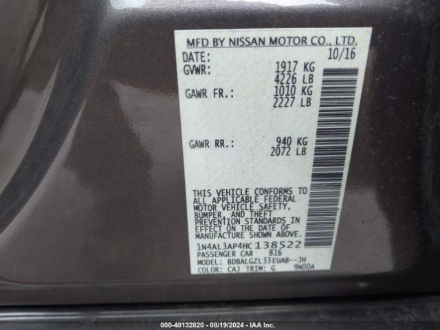 Photo 8 VIN: 1N4AL3AP4HC138522 - NISSAN ALTIMA 