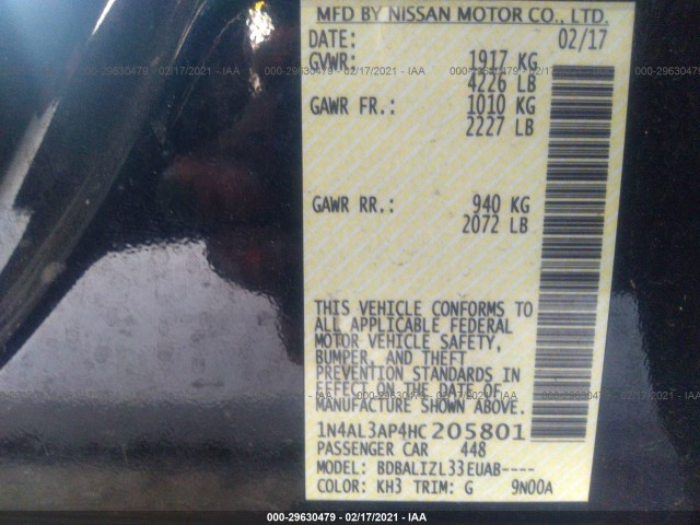 Photo 8 VIN: 1N4AL3AP4HC205801 - NISSAN ALTIMA 