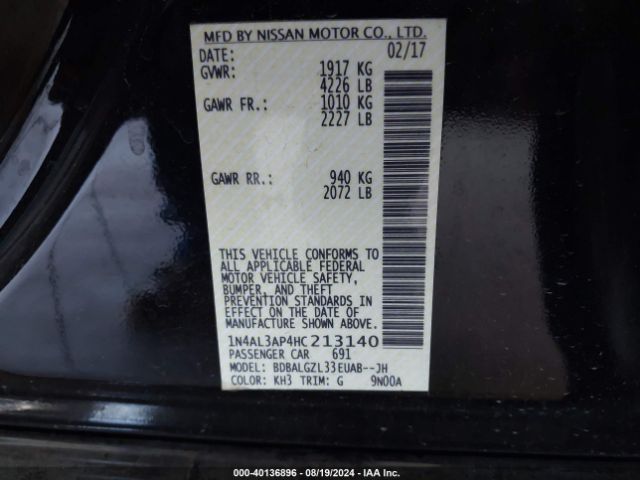 Photo 8 VIN: 1N4AL3AP4HC213140 - NISSAN ALTIMA 