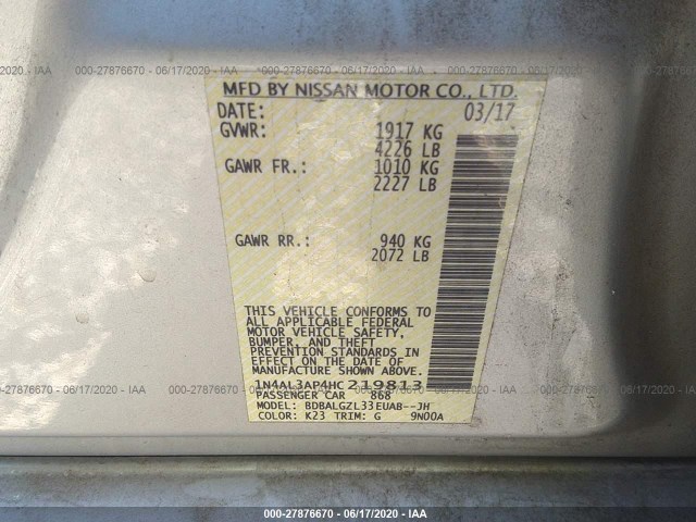 Photo 8 VIN: 1N4AL3AP4HC219813 - NISSAN ALTIMA 