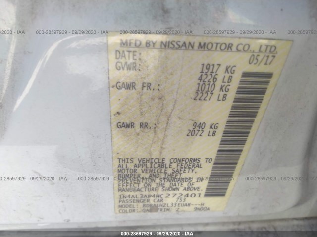 Photo 8 VIN: 1N4AL3AP4HC272401 - NISSAN ALTIMA 