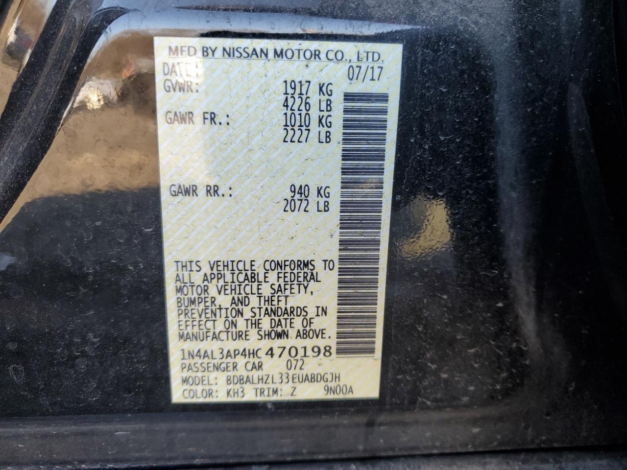 Photo 11 VIN: 1N4AL3AP4HC470198 - NISSAN ALTIMA 