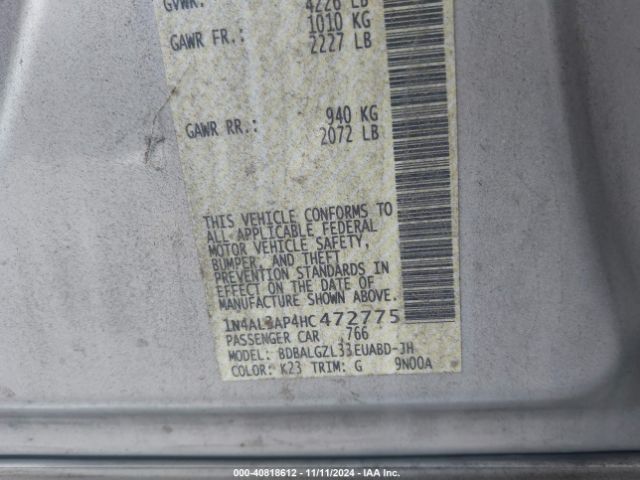 Photo 8 VIN: 1N4AL3AP4HC472775 - NISSAN ALTIMA 