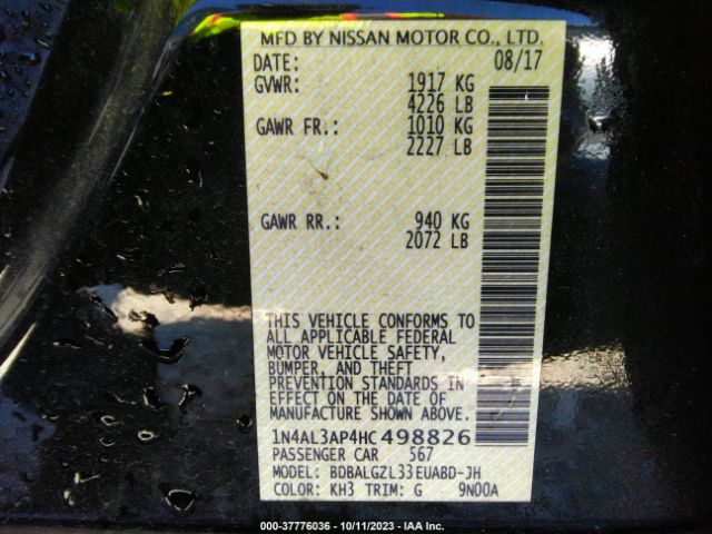 Photo 8 VIN: 1N4AL3AP4HC498826 - NISSAN ALTIMA 