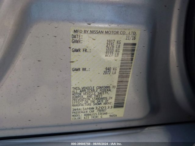 Photo 8 VIN: 1N4AL3AP4HN320533 - NISSAN ALTIMA 