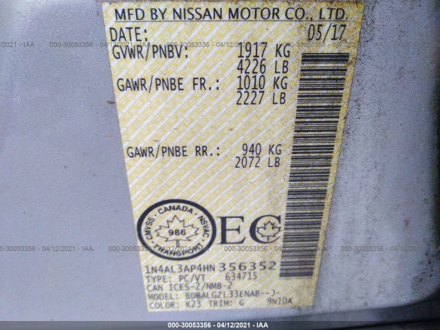 Photo 8 VIN: 1N4AL3AP4HN356352 - NISSAN ALTIMA 