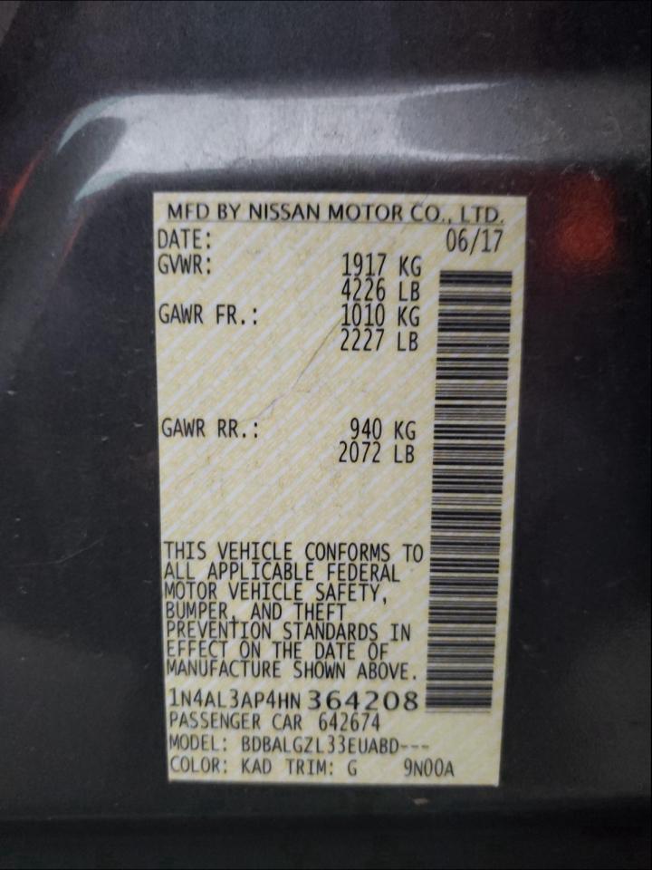 Photo 9 VIN: 1N4AL3AP4HN364208 - NISSAN ALTIMA 