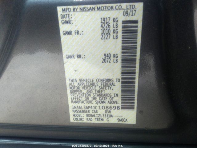 Photo 8 VIN: 1N4AL3AP4JC108698 - NISSAN ALTIMA 