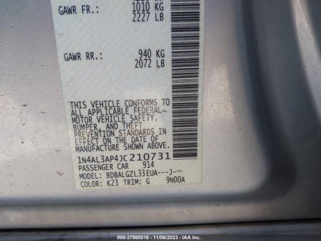 Photo 8 VIN: 1N4AL3AP4JC210731 - NISSAN ALTIMA 