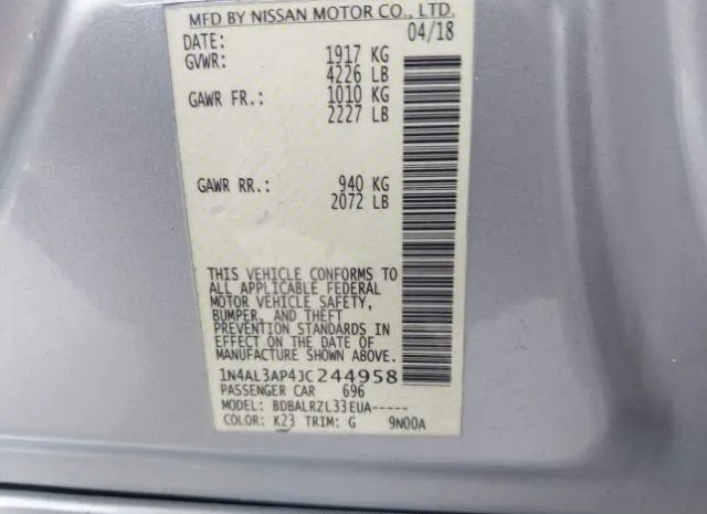 Photo 8 VIN: 1N4AL3AP4JC244958 - NISSAN ALTIMA 