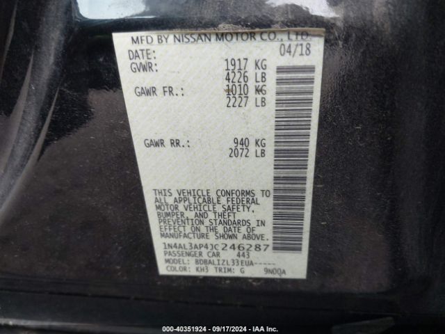 Photo 8 VIN: 1N4AL3AP4JC246287 - NISSAN ALTIMA 