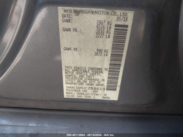 Photo 8 VIN: 1N4AL3AP4JC268659 - NISSAN ALTIMA 