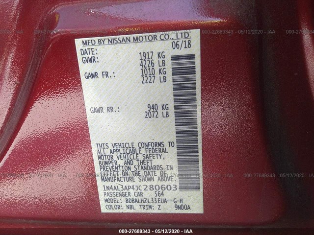 Photo 8 VIN: 1N4AL3AP4JC280603 - NISSAN ALTIMA 