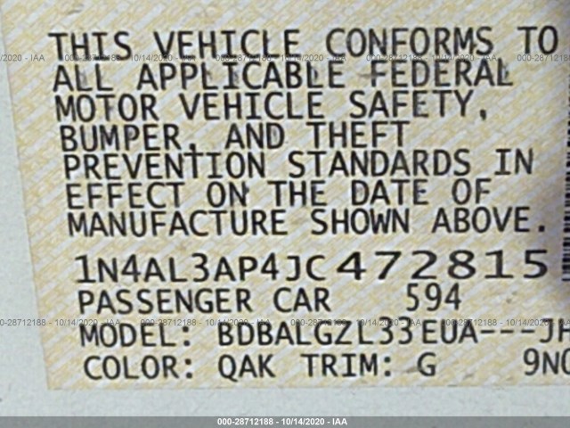 Photo 8 VIN: 1N4AL3AP4JC472815 - NISSAN ALTIMA 