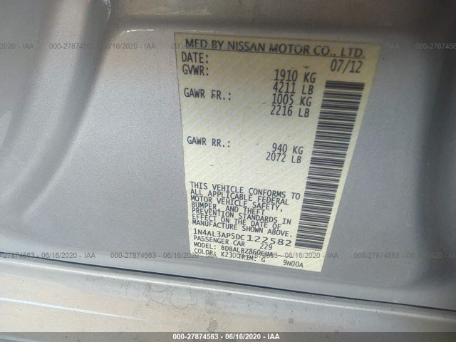 Photo 8 VIN: 1N4AL3AP5DC122582 - NISSAN ALTIMA 