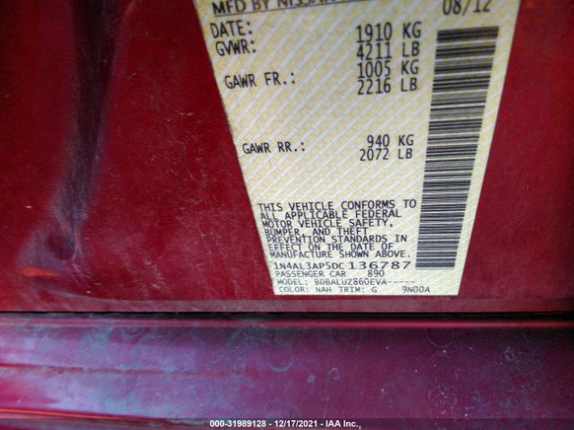 Photo 8 VIN: 1N4AL3AP5DC136787 - NISSAN ALTIMA 