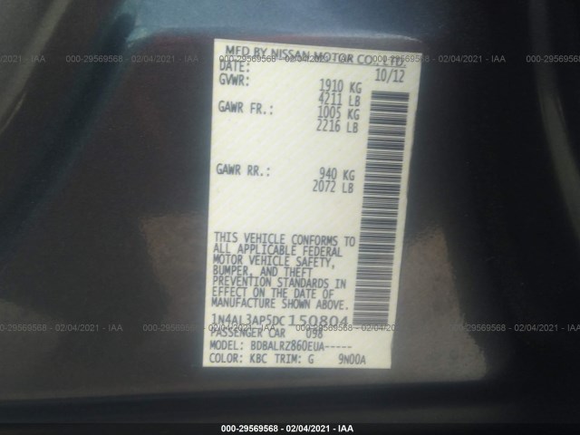 Photo 8 VIN: 1N4AL3AP5DC150804 - NISSAN ALTIMA 