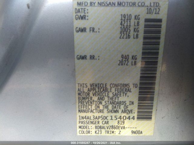 Photo 8 VIN: 1N4AL3AP5DC154044 - NISSAN ALTIMA 