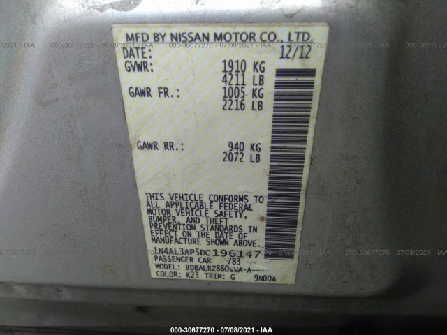 Photo 8 VIN: 1N4AL3AP5DC196147 - NISSAN ALTIMA 