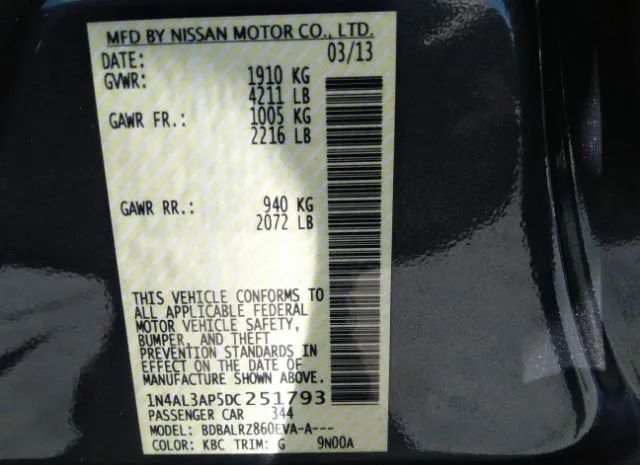 Photo 8 VIN: 1N4AL3AP5DC251793 - NISSAN ALTIMA 