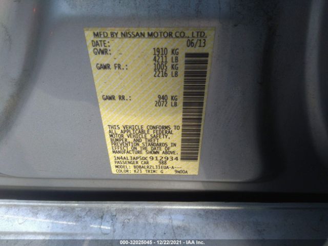 Photo 8 VIN: 1N4AL3AP5DC912934 - NISSAN ALTIMA 