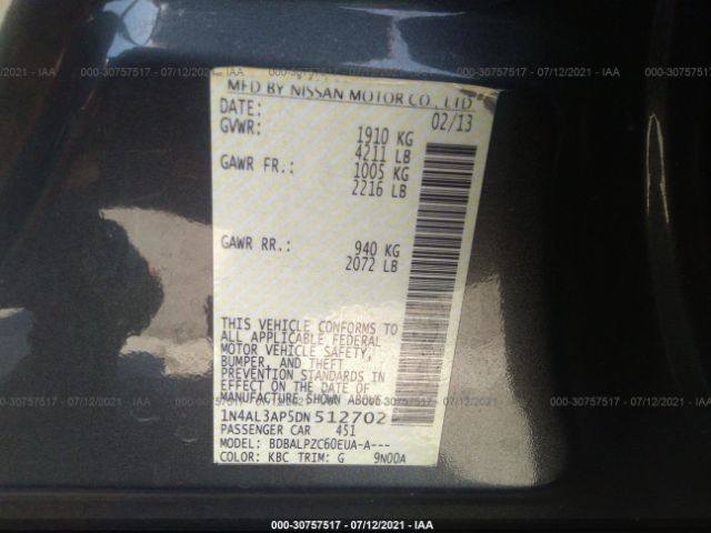 Photo 8 VIN: 1N4AL3AP5DN512702 - NISSAN ALTIMA 