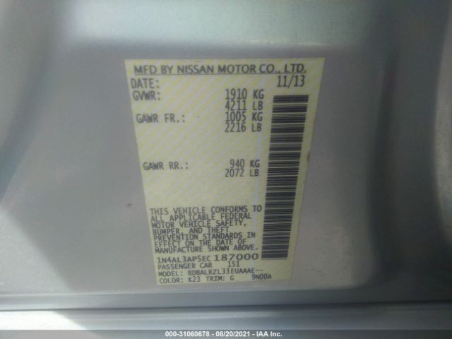 Photo 8 VIN: 1N4AL3AP5EC187000 - NISSAN ALTIMA 