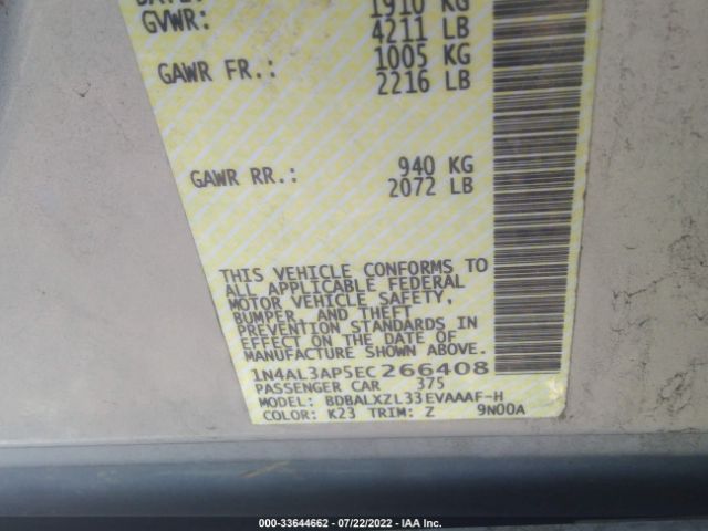 Photo 8 VIN: 1N4AL3AP5EC266408 - NISSAN ALTIMA 