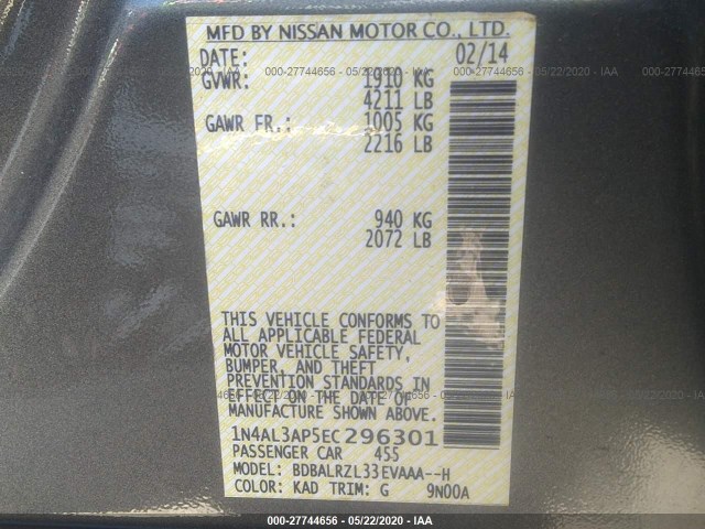 Photo 8 VIN: 1N4AL3AP5EC296301 - NISSAN ALTIMA 