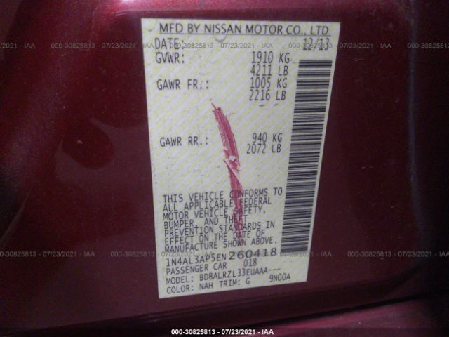 Photo 8 VIN: 1N4AL3AP5EN260418 - NISSAN ALTIMA 