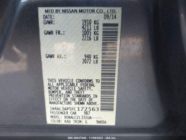 Photo 8 VIN: 1N4AL3AP5FC172563 - NISSAN ALTIMA 