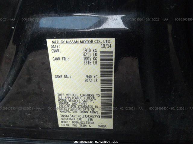 Photo 8 VIN: 1N4AL3AP5FC200670 - NISSAN ALTIMA 