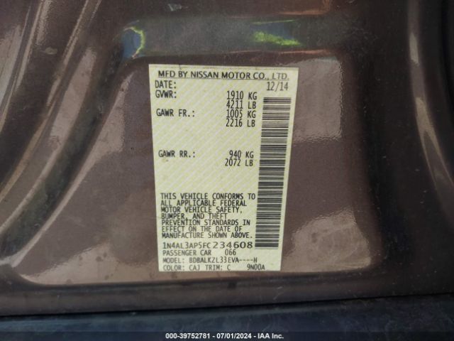 Photo 8 VIN: 1N4AL3AP5FC234608 - NISSAN ALTIMA 