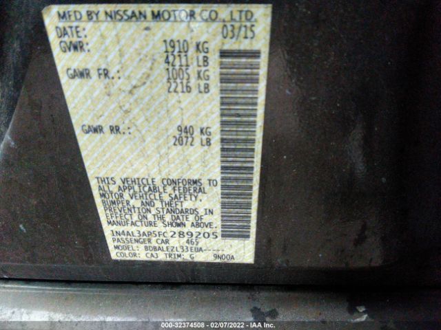 Photo 8 VIN: 1N4AL3AP5FC289205 - NISSAN ALTIMA 