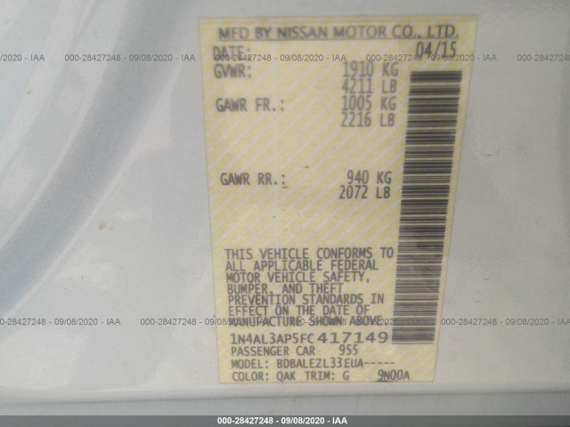 Photo 8 VIN: 1N4AL3AP5FC417149 - NISSAN ALTIMA 