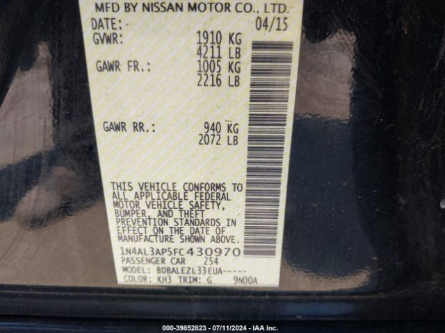 Photo 8 VIN: 1N4AL3AP5FC430970 - NISSAN ALTIMA 