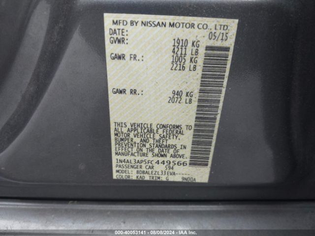 Photo 8 VIN: 1N4AL3AP5FC449566 - NISSAN ALTIMA 