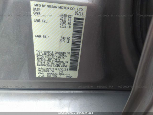 Photo 8 VIN: 1N4AL3AP5FC450118 - NISSAN ALTIMA 