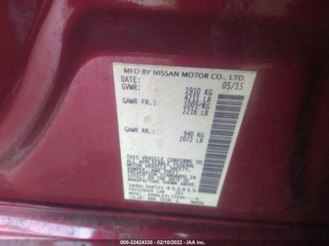 Photo 8 VIN: 1N4AL3AP5FC451415 - NISSAN ALTIMA 