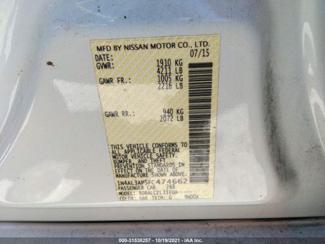 Photo 8 VIN: 1N4AL3AP5FC474662 - NISSAN ALTIMA 