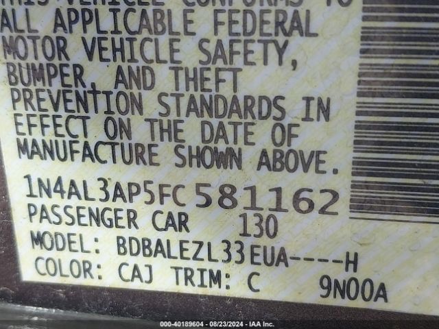 Photo 8 VIN: 1N4AL3AP5FC581162 - NISSAN ALTIMA 